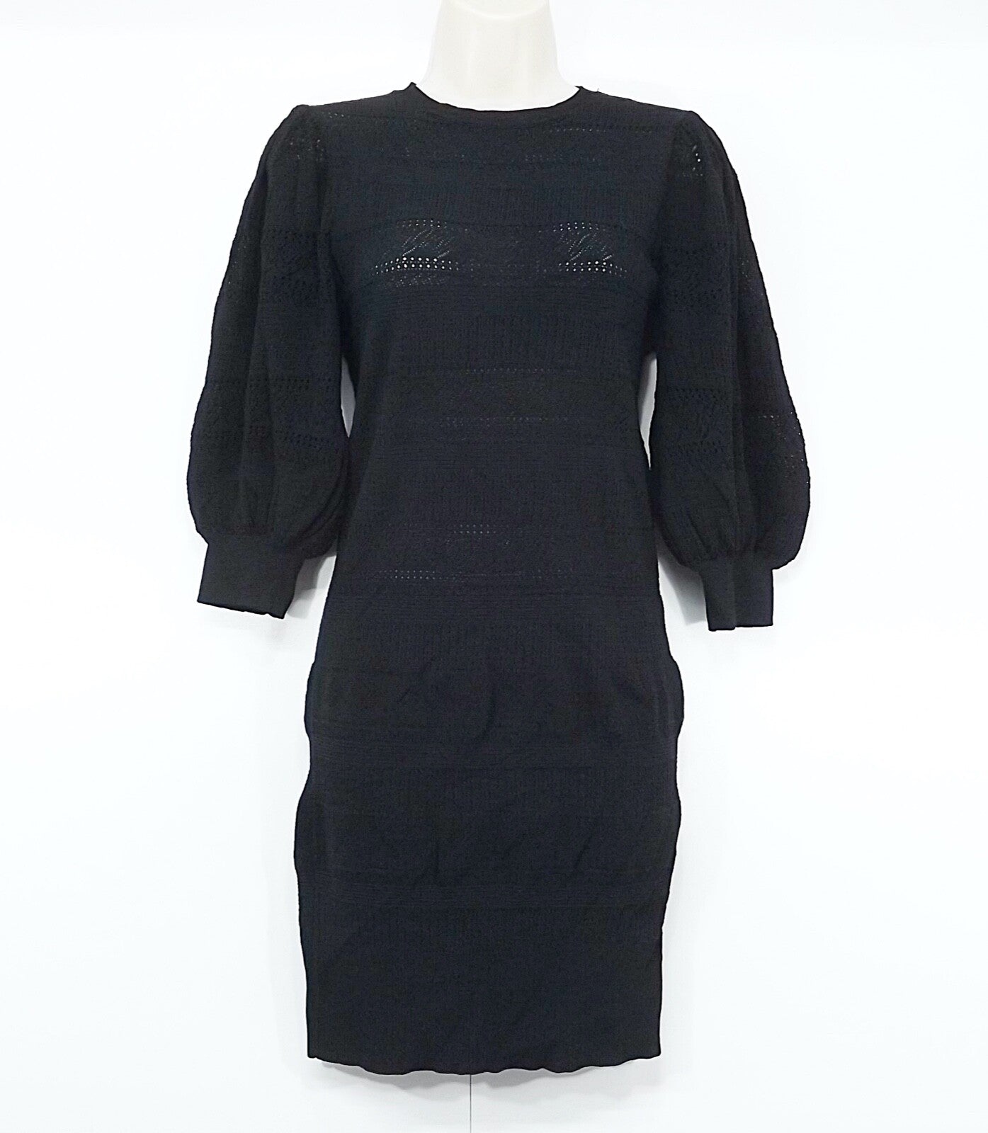 ZARA Black Soft Thin Jersey Retro Classic Women's Round Neck Dress UK 8 10 M