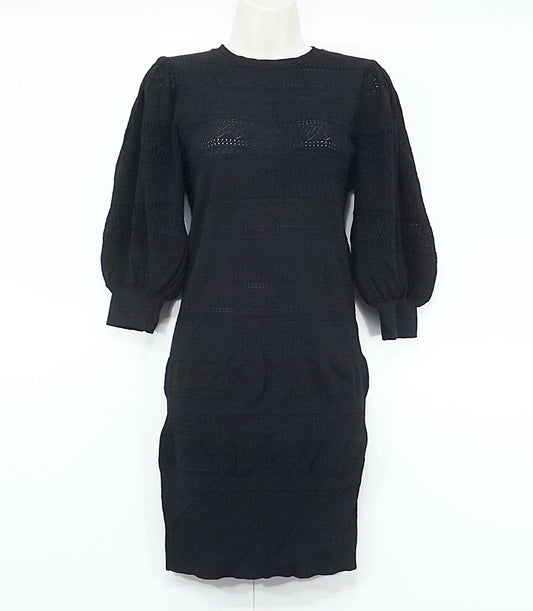 ZARA Black Soft Thin Jersey Retro Classic Women's Round Neck Dress UK 8 10 M