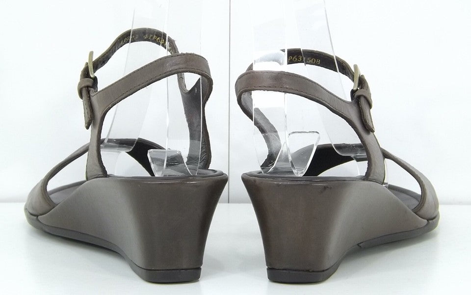 ECCO Women's Dark Brown REAL LEATHER Wedge Sandals UK 7.5 EUR 41