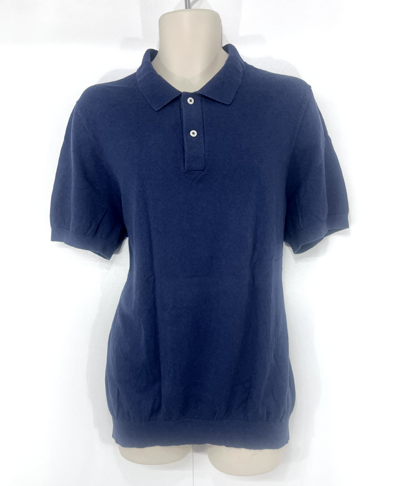 JOHN LEWIS Dusky Navy LINEN COTTON Soft Thin Knit Mens Polo T-Shirt size XL