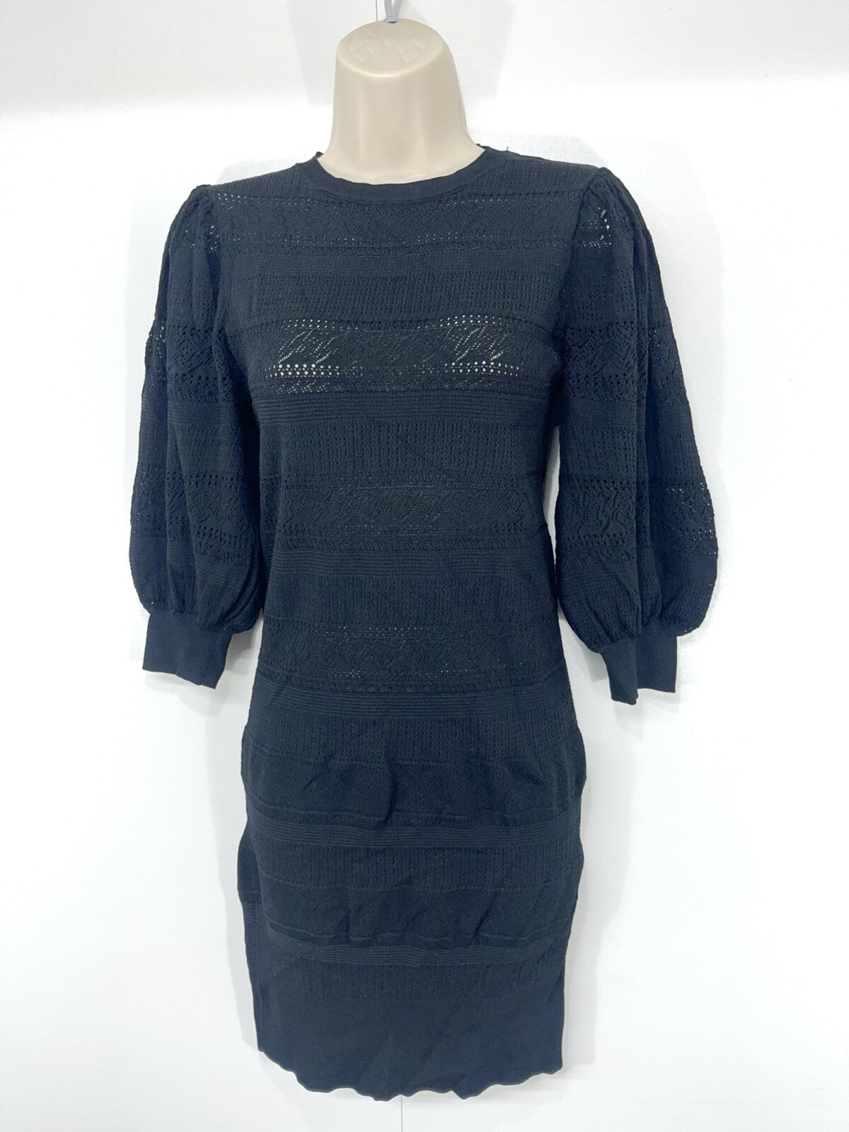 ZARA Black Soft Thin Jersey Retro Classic Women's Round Neck Dress UK 8 10 M