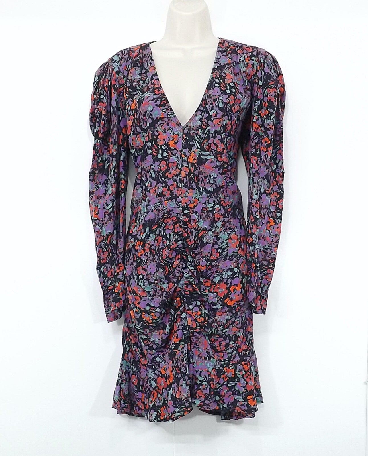 ZARA Black Red Green Purple Soft Silky Retro Boho Style Women's Shift Dress UK 12 14 L