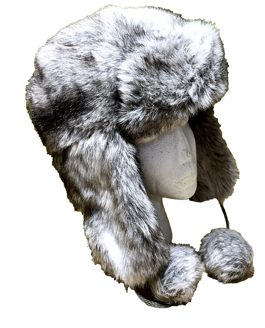 ACCESSORIZE Women's Ear Flaps Faux Fur Hat size M L Ushanka Trapper Style Brown Grey Mix