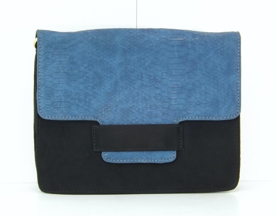LA REDOUTE Black Blue Classic Retro Style Women's Clutch Shoulder Bag Small NEW
