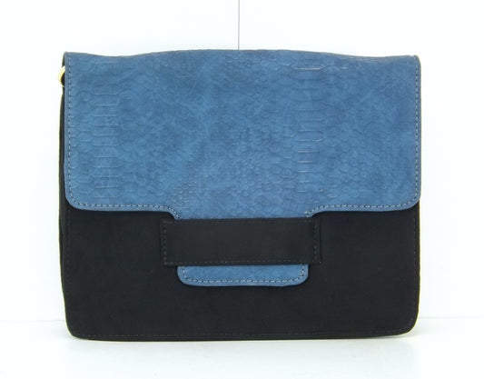 LA REDOUTE Black Blue Classic Retro Style Women's Clutch Shoulder Bag Small NEW