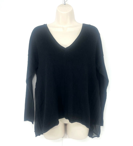 MINT VELVET Black Soft Thin Knit CASHMERE Blend Flared Boho Women's Jumper Top UK 12