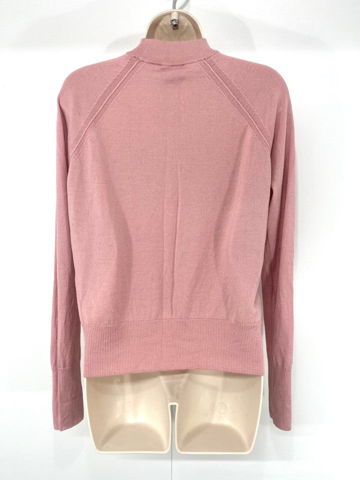 ME+EM Dusky Pink Soft Thin Knit Pure MERINO WOOL Women's High Neck Jumper UK 8