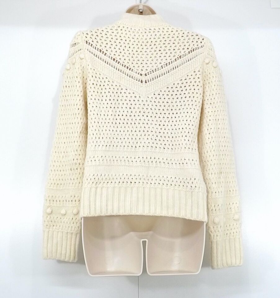 MANGO Cream Soft Chunky Knit Vintage Retro Style Women's High Neck Jumper UK 8 10 S