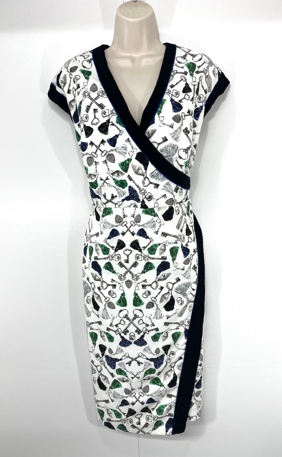 DAMSEL IN A DRESS Cream Multicoloured Classic Crossover Women's Shift Dress UK 16