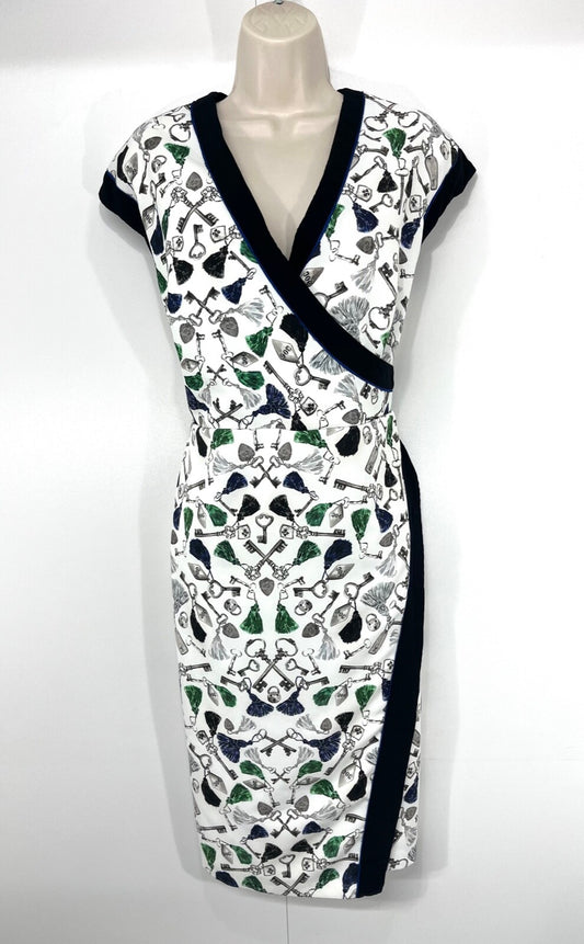 DAMSEL IN A DRESS Cream Multicoloured Classic Crossover Women's Shift Dress UK 16