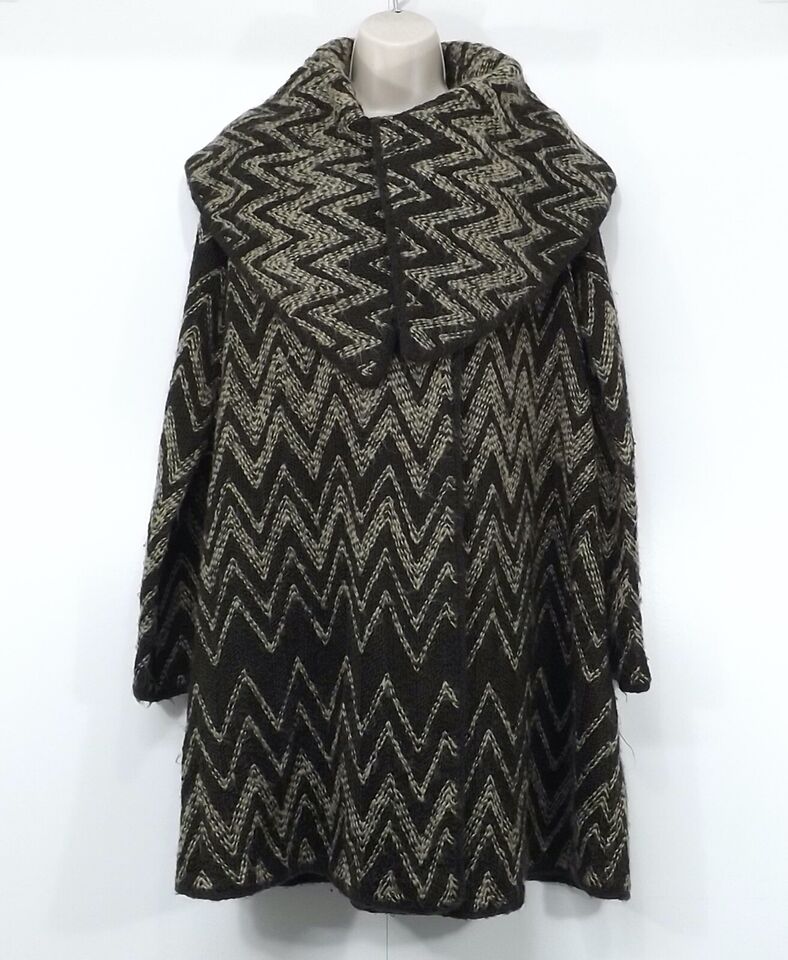 MONSOON Women's Coatigan Cardigan UK 12 Taupe Brown Soft Chunky Knit Boho Retro