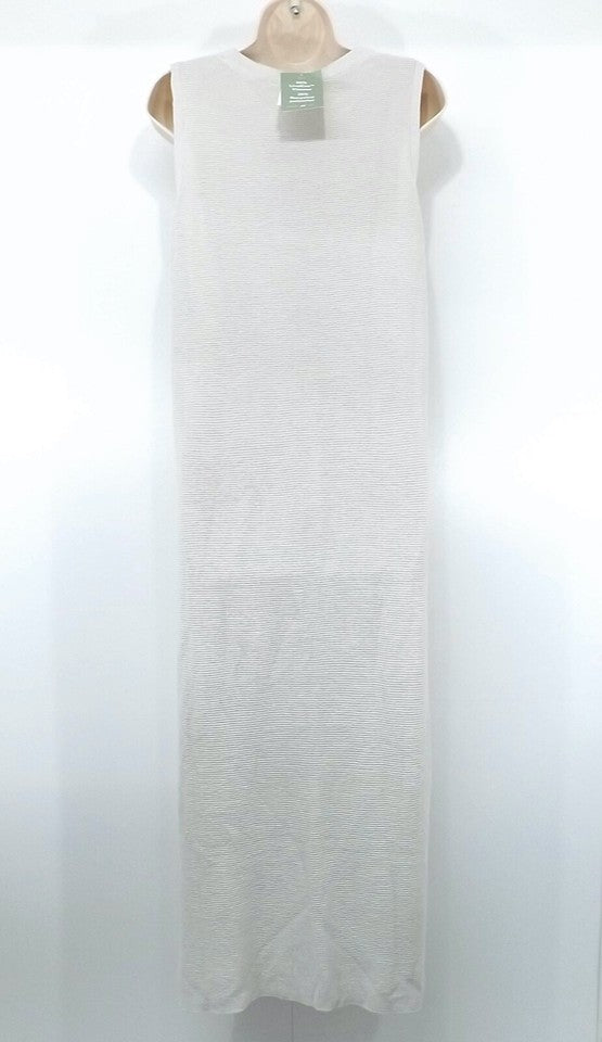 H&M Stone Beige Soft Thin Knit Relaxed Fit Women's Long Jumper Dress Tunic UK 16 18 L NEW