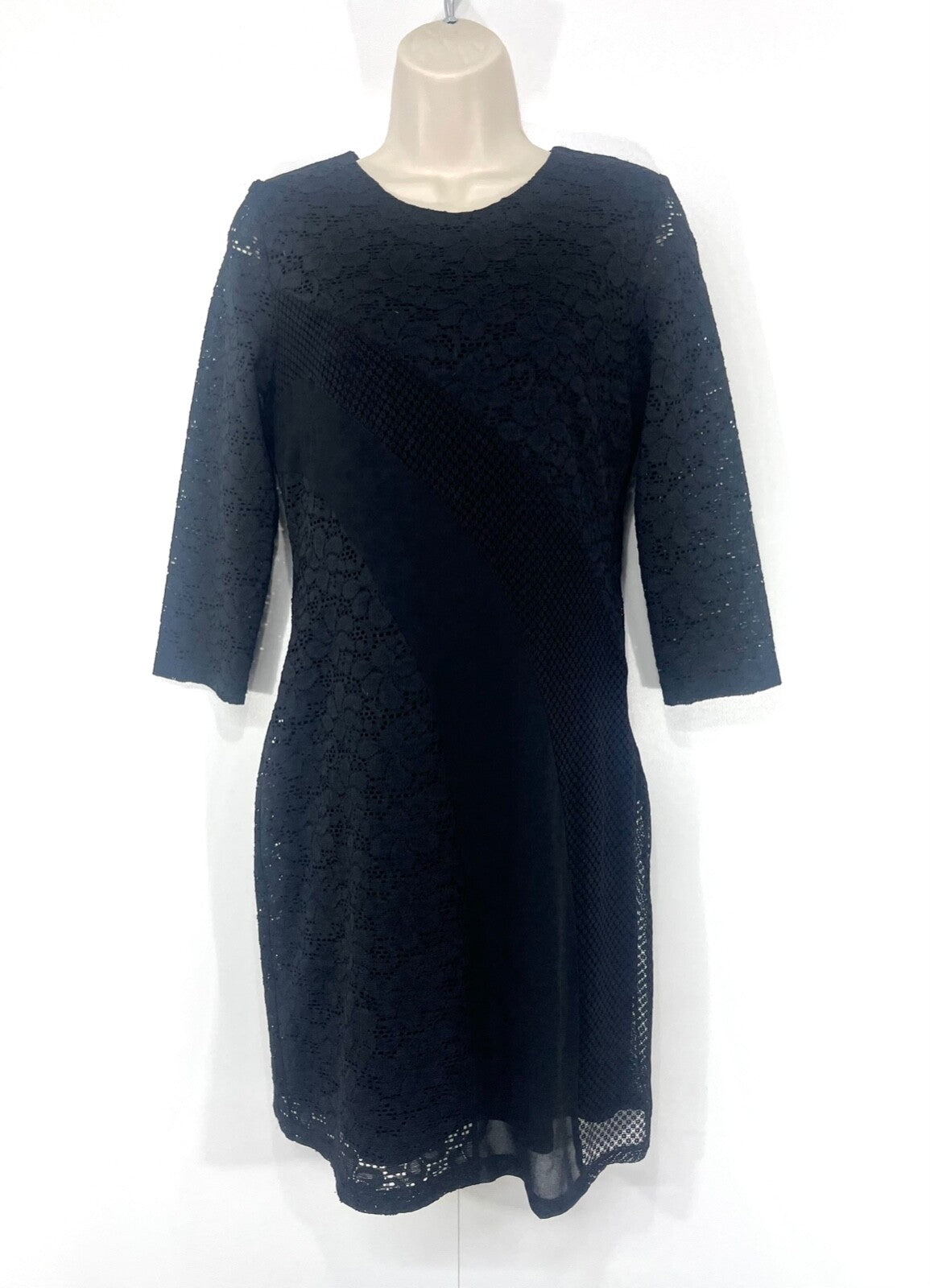 DESIGUAL Black Lace Classic Style Women's Round Neck Shift Dress UK 8 10 S EUR 36