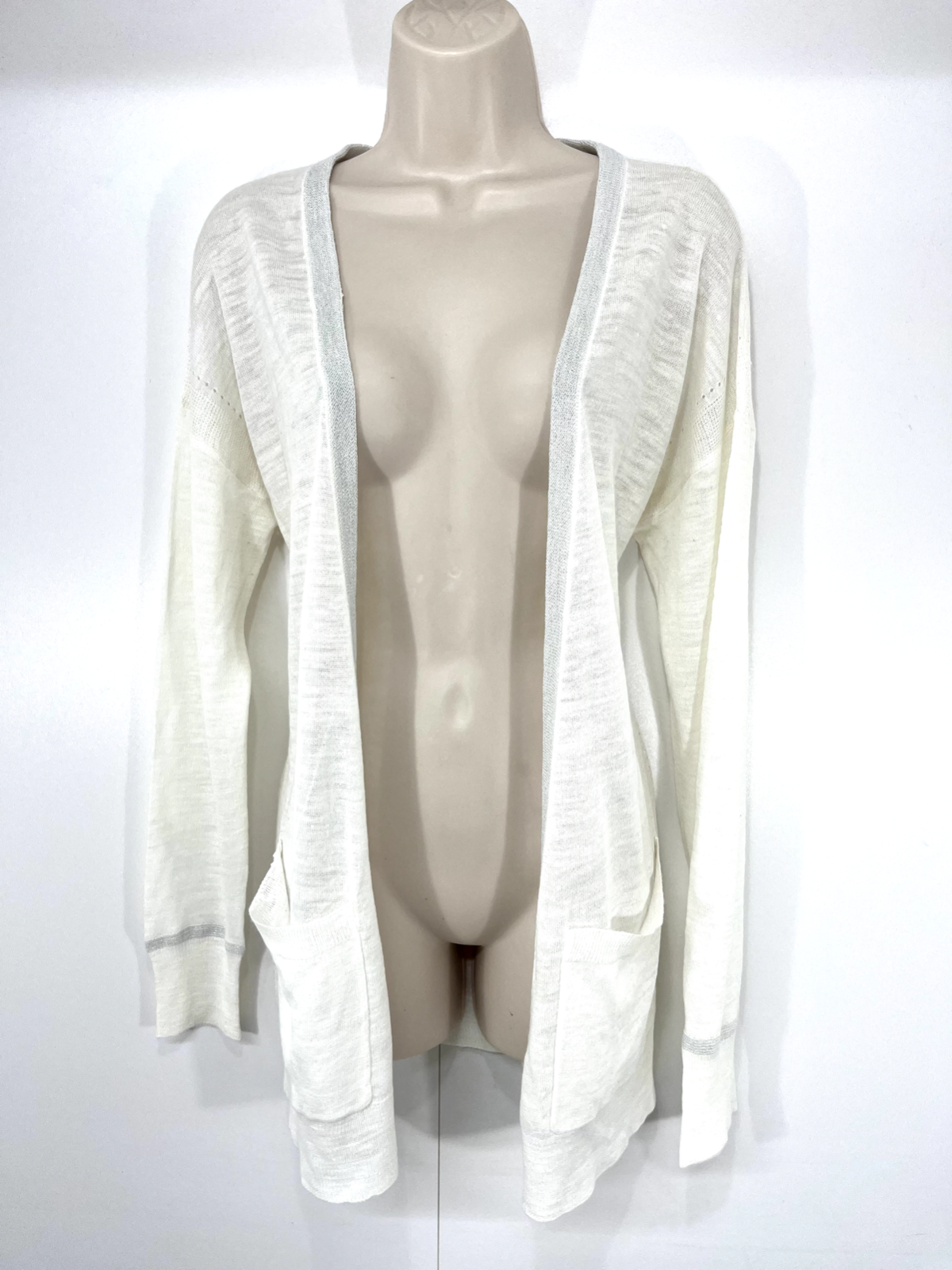 NEXT Cream Soft Thin Knit LINEN Blend Relaxed Fit Women's Cardigan Shrug UK 10