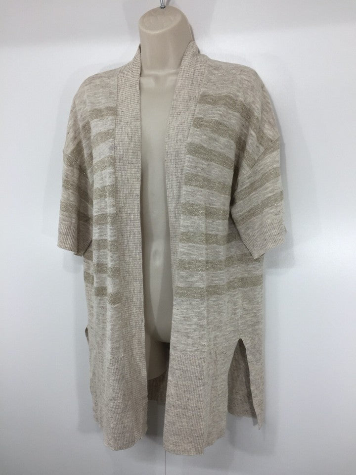 PURE Collection Beige Mix LINEN Blend Thin Knit Women's Oversized Cardigan Shrug UK 8