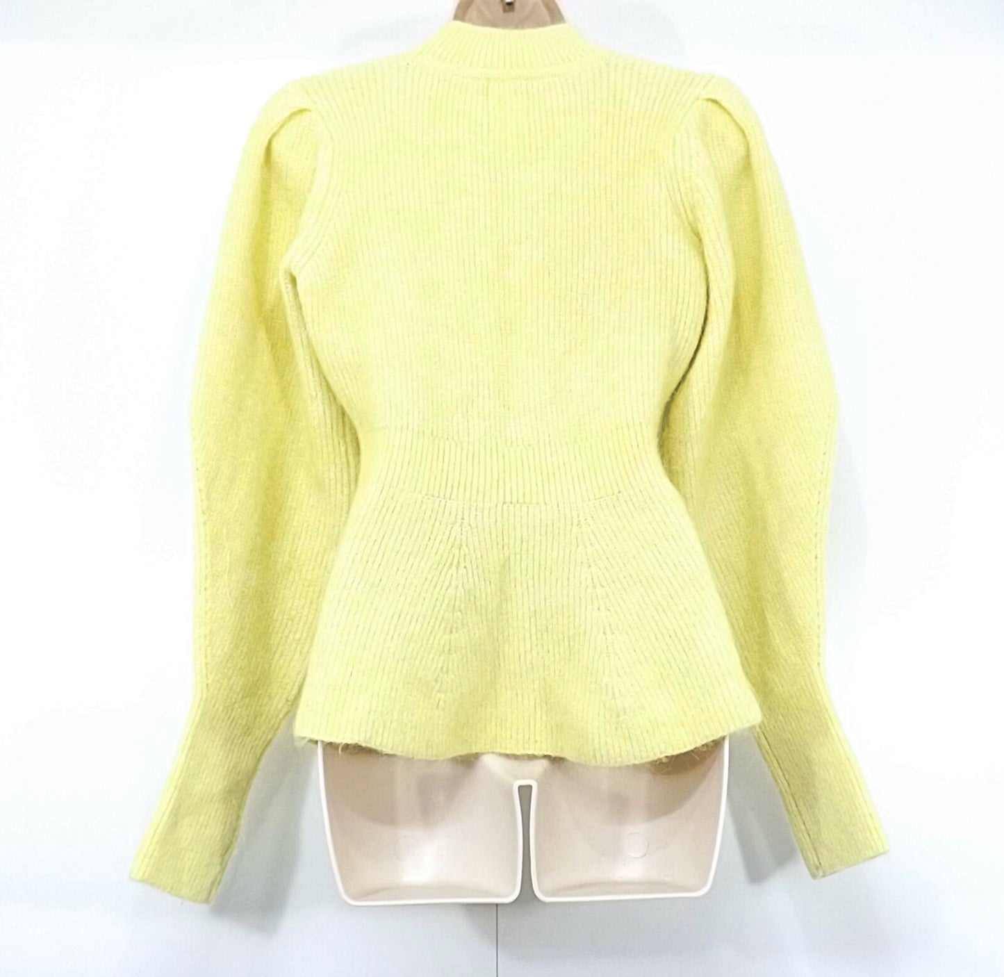 H&M Yellow Soft Chunky Knit ALPACA Blend Retro Style Women's Flared Jumper UK 8 10 S