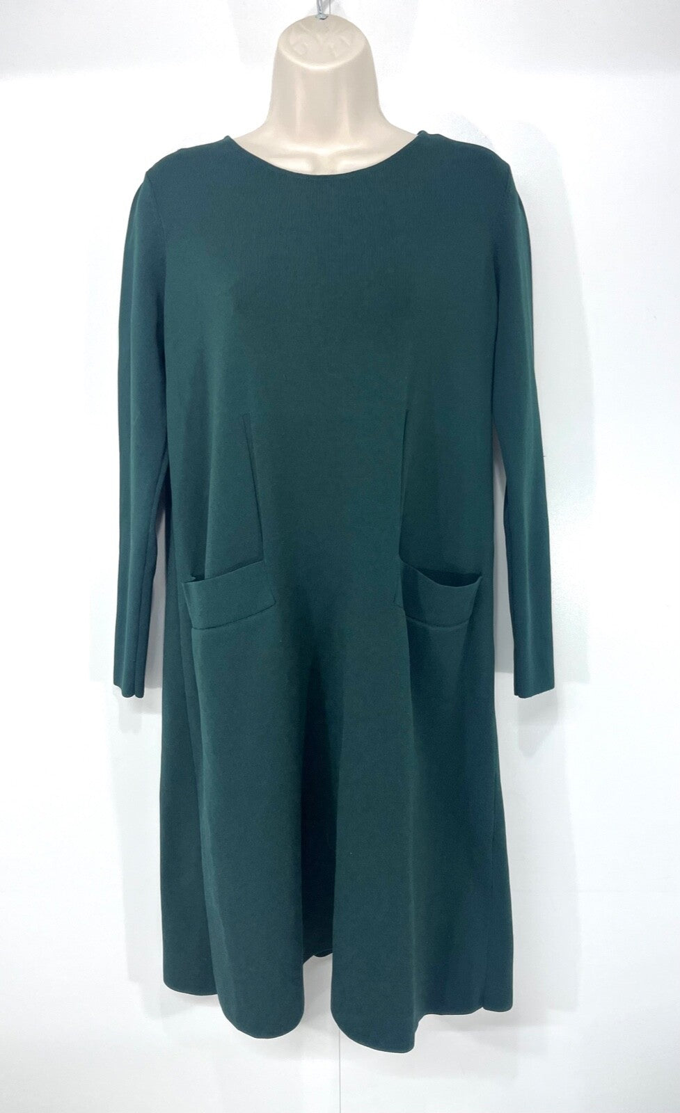 COS Soft Thin Knit Relaxed Fit Women's Dark Green A-Line Jumper Tunic UK 8 10 S