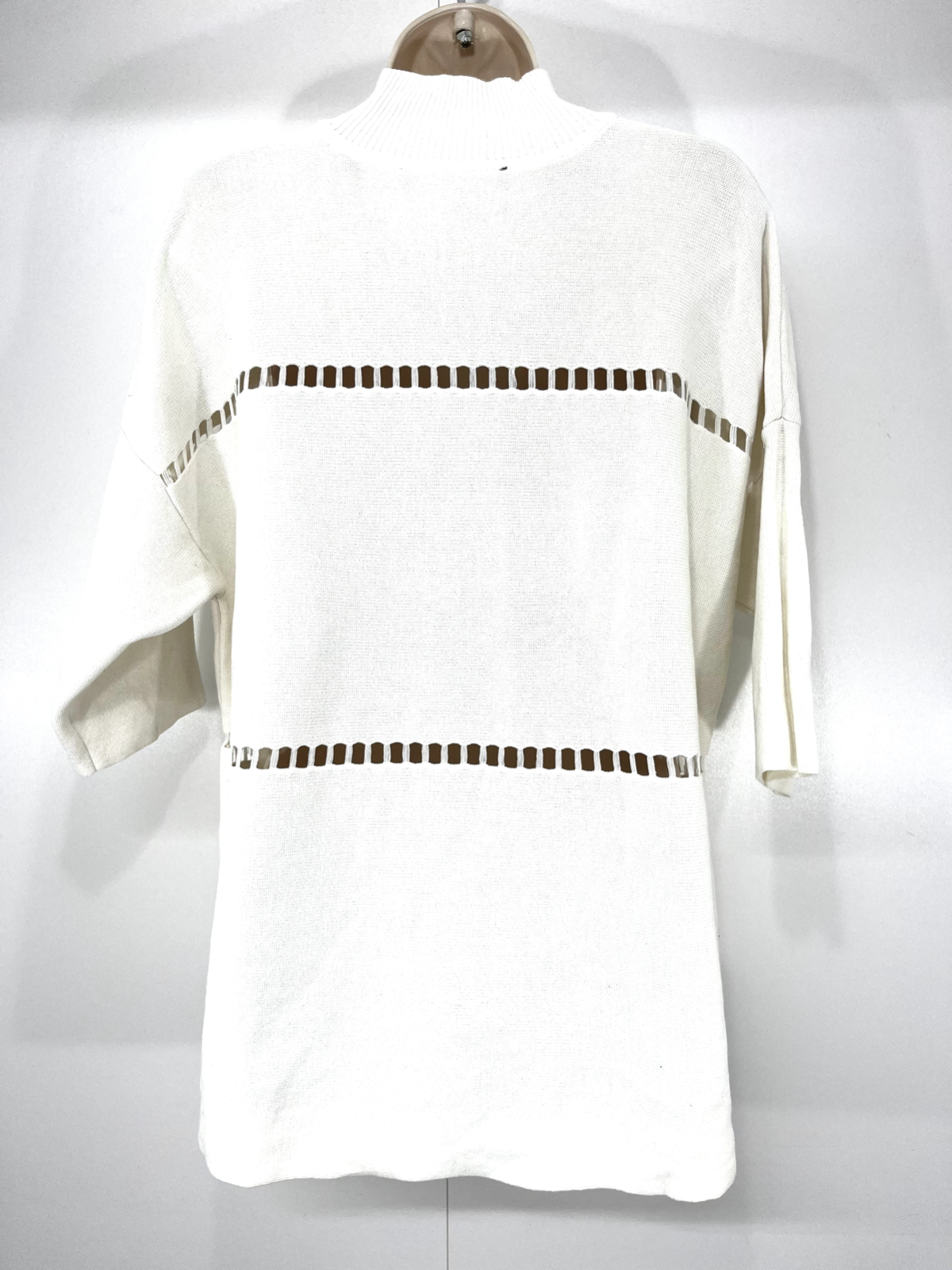 FRENCH CONNECTION Cream Pure COTTON Women's Oversized High Neck Jumper UK 8 10 S