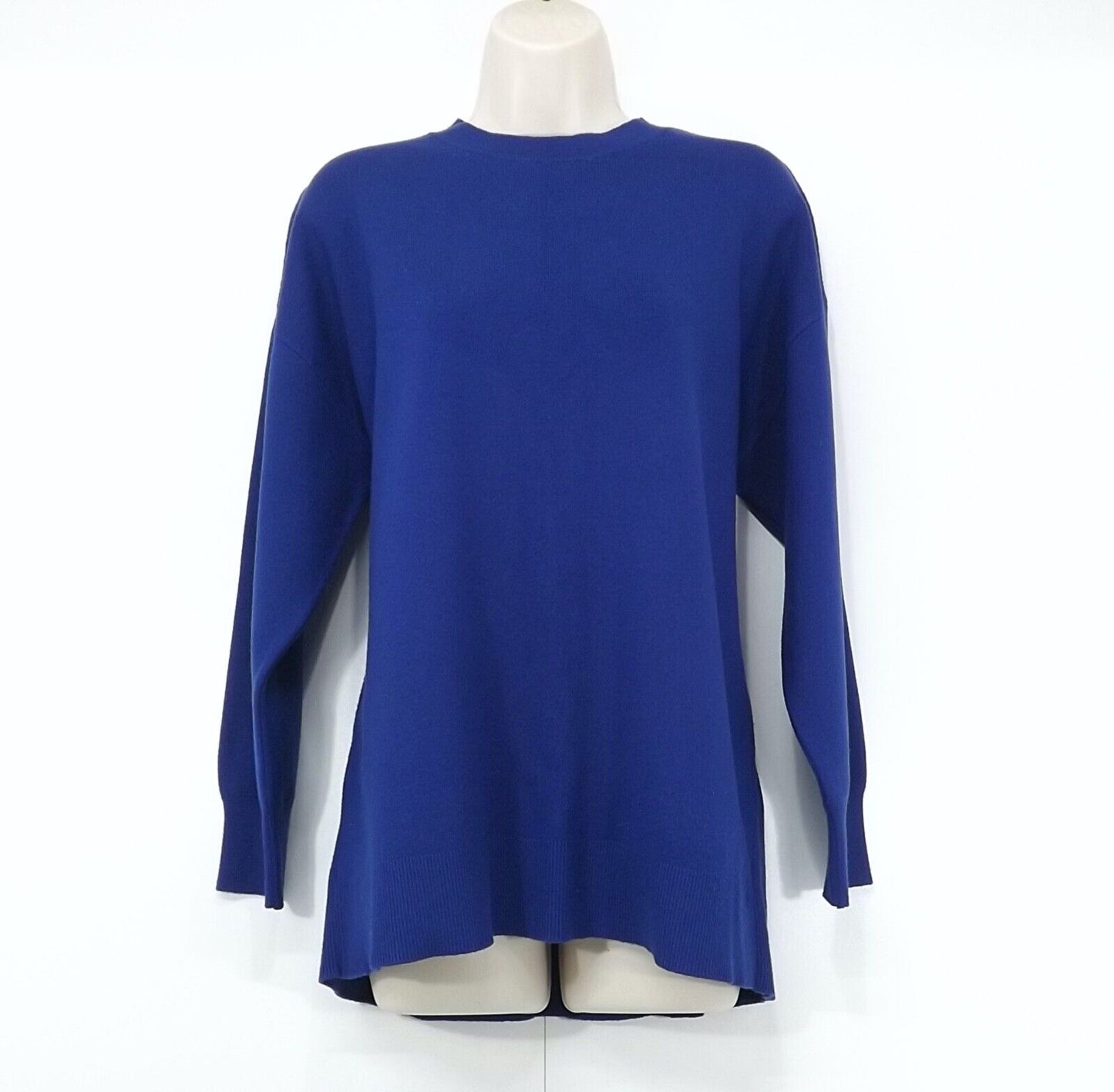 MANGO Blue Soft Knit Retro Style Women's Oversized Crew Neck Jumper size 8 10 S