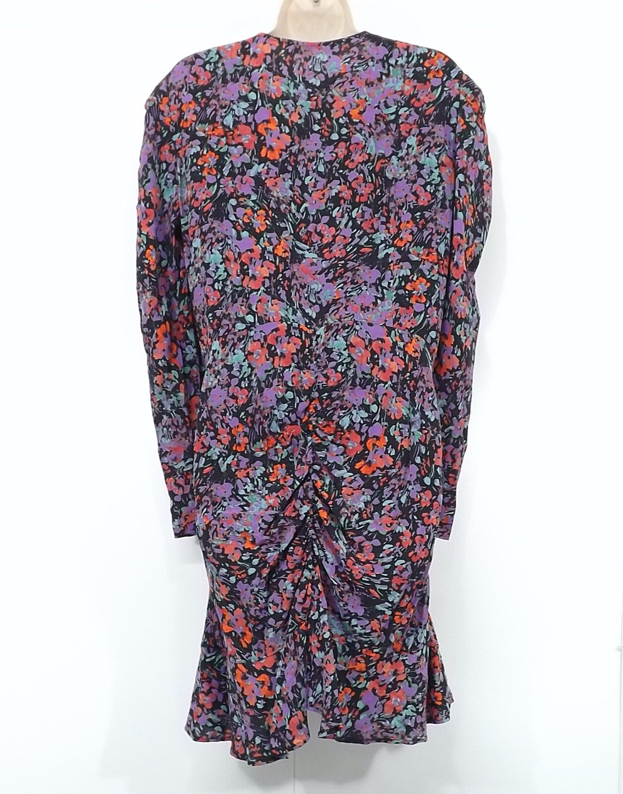 ZARA Black Red Green Purple Soft Silky Retro Boho Style Women's Shift Dress UK 12 14 L