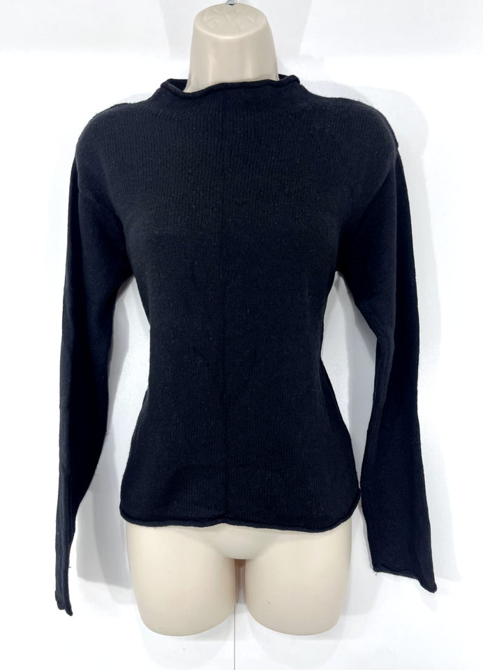 BRANDY MELVILLE Black Thin Knit WOOL Blend Women's High Neck Jumper UK 10 12 S