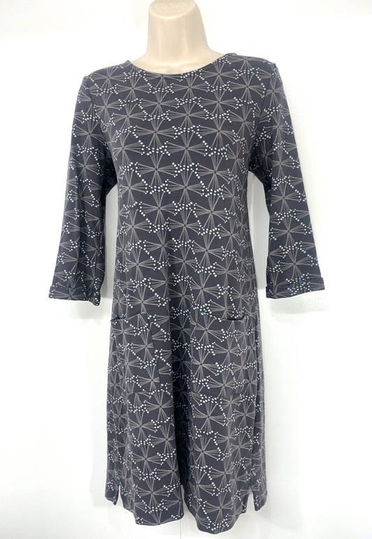 WHITE STUFF Grey Soft Pure COTTON Jersey Women's Boho Dress UK 12